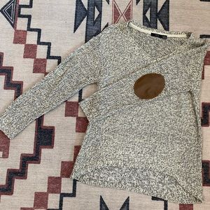 Multicolor sweater with elbow patches